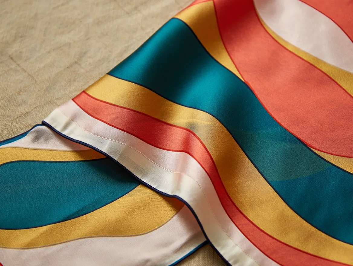geometric waves silk scarf custom design