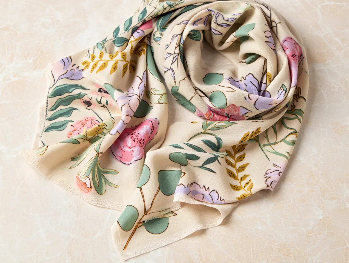 botanical dreams cashmere scarf design